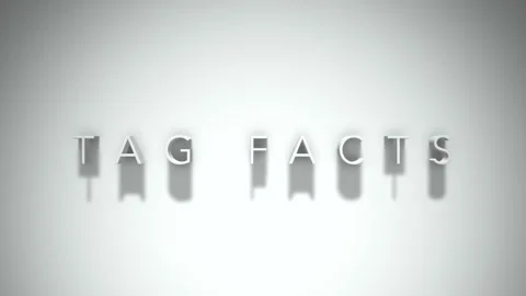 Tag facts 3D title animation with shadows on a white background Stock Footage 297672192