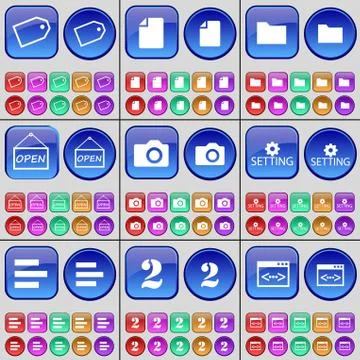 Tag, File, Folder, Open, Camera, Setting, List, Two, Code. A large set of multi- 스톡 일러스트