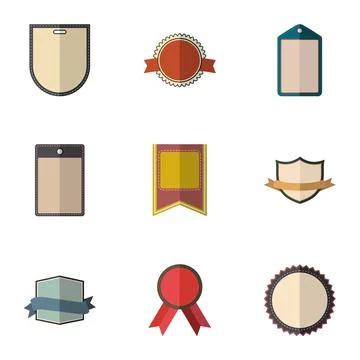 Tag icons set, flat style Stock Illustration