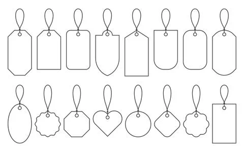 Tag label blank form template sale black line set Stock Illustration