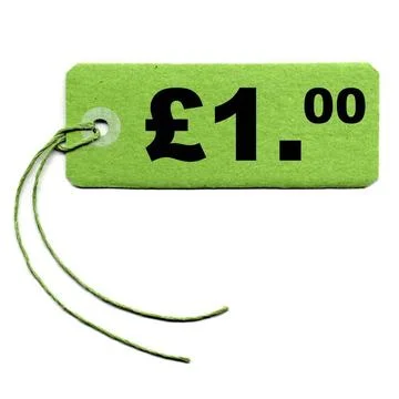 Tag label Price tag with string isolated over white - 1 Pound Copyright: x... Stock Photos