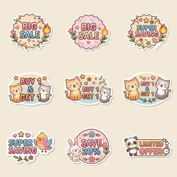 Tag-label-promotion-set Illustration