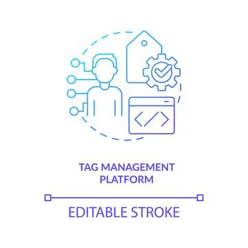 Tag management platform blue gradient concept icon Stock Illustration