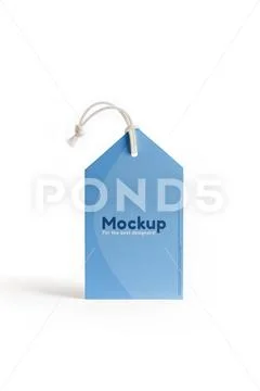 Tag mockup with string on white background PSD Template