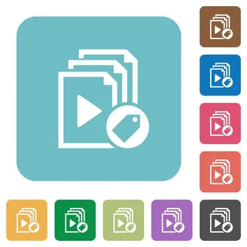 Tag playlist rounded square flat icons Stock Illustration