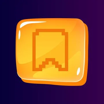 Tag for posts marking glossy ui button with pixelated icon Stock Illustration