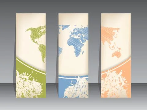 Tag set with world map Stock Illustration