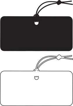 Tag silhouette and outline with string on checkered background. Stockillustratie