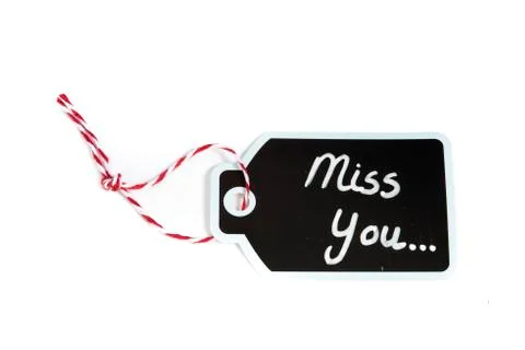 Tag with string and message, miss you... Stock Photos
