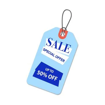 Tag with tied thread isolated on white background. Big Sale Stock Illustration