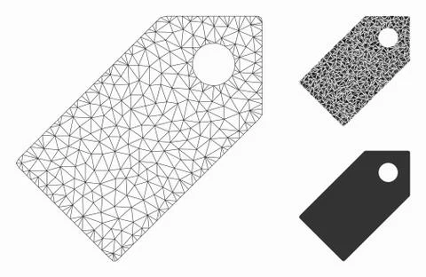 Tag Vector Mesh 2D Model and Triangle Mosaic Icon 스톡 일러스트