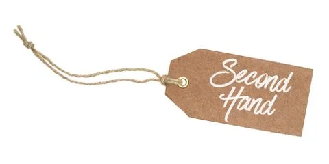 Tag on a white background with the text Second Hand Stock Photos