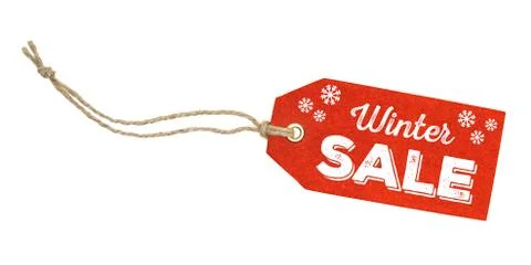 Tag on a white background with the text winter sale Stock Photos