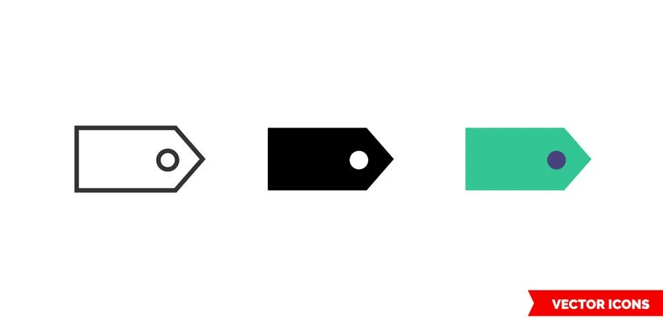 Tag window icon of 3 types. Isolated vector sign symbol. Stockillustratie