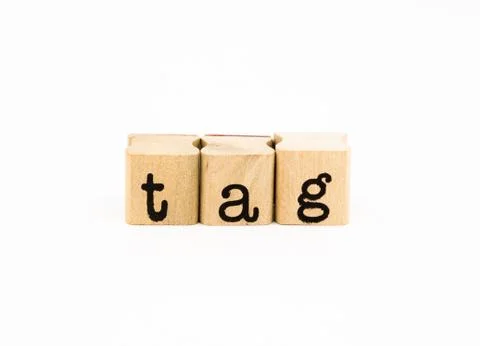 Tag wording isolate on white background Stock Photos