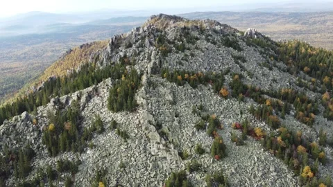 Taganay, Two-headed hill Lamb foreheads (northern peak) Video stock 249439146