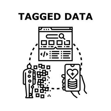 Tagged data concept visualizing digital health and patient information Stock Illustration