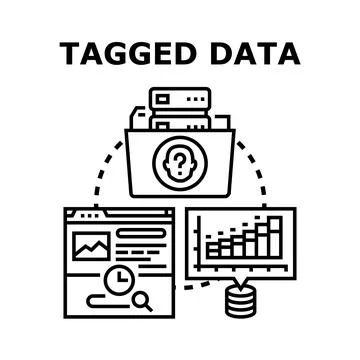 Tagged data managing and organizing information analyzing Stockillustratie