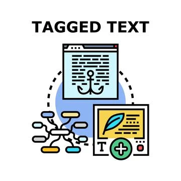 Tagged text concept for content organization and seo Stock Illustration