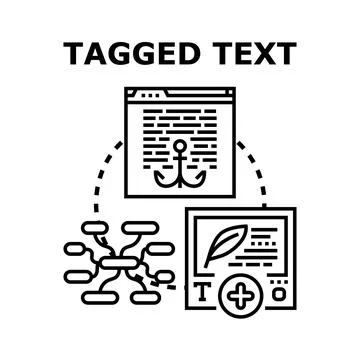 Tagged text concept for content organization and seo Stock Illustration