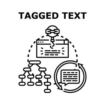 Tagged text data processing and analysis concept Stock Illustration