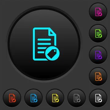 Tagging document dark push buttons with color icons Stock Illustration