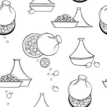 Tagine set. Vector pattern. Stock Illustration