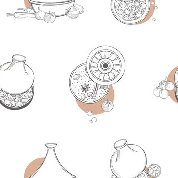 Tagine set. Vector pattern. Stock Illustration