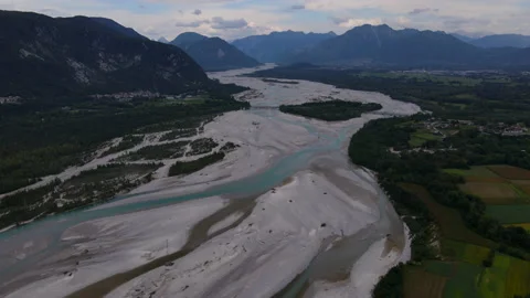 Tagliamento river, Friuli Venezia Giulia, wild natural river Stock Footage