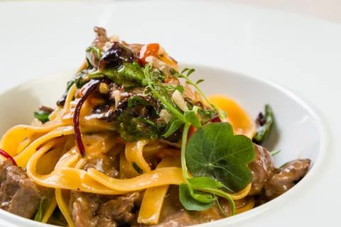 Tagliatelle with beef Stock Photos
