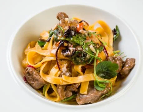 Tagliatelle with beef Stock Photos