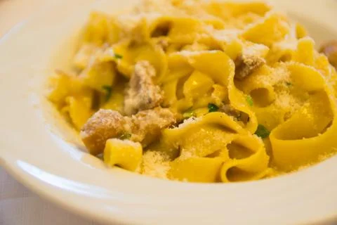 Tagliatelle with ceps Stock Photos
