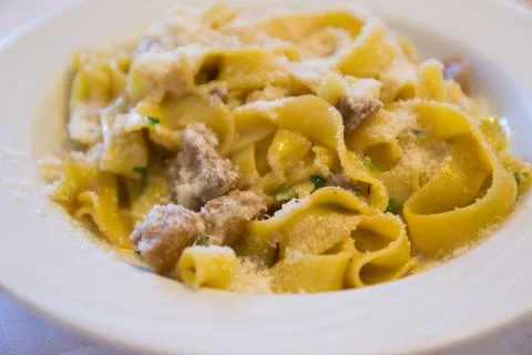 Tagliatelle with ceps Stock Photos
