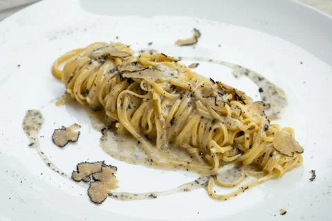 Tagliolini Truffle pasta Stock Photos