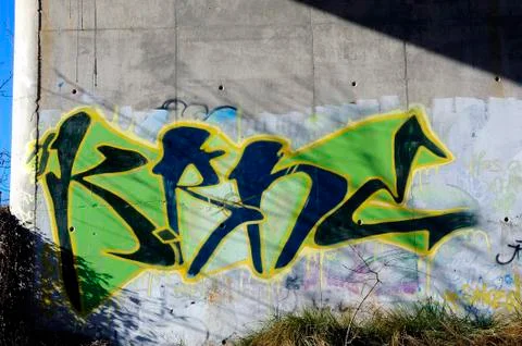 Tags on a cement wall Stock Photos