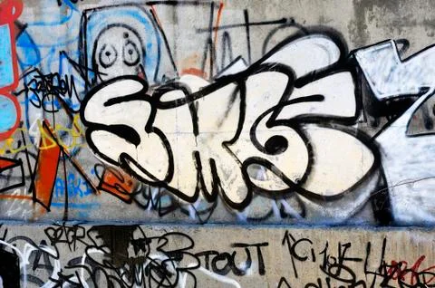 Tags on a cement wall Stock Photos