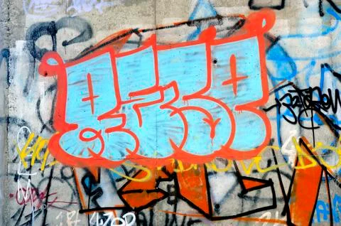Tags on a cement wall Stock Photos