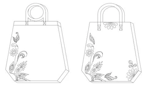Tags with floral pattern, contours Stock Illustration