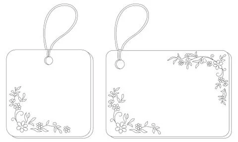Tags with floral pattern, contours Stock Illustration