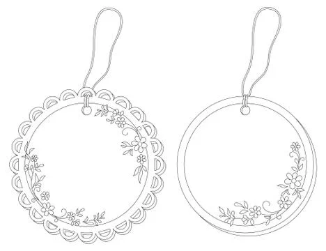 Tags with floral pattern, contours Stock Illustration
