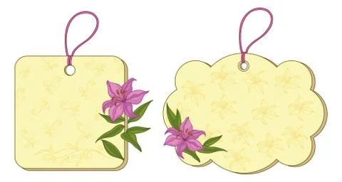Tags with floral pattern Stock Illustration