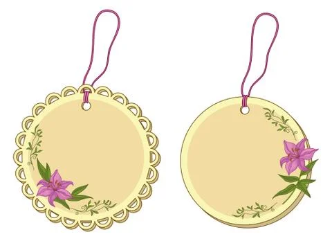 Tags with floral pattern Stock Illustration