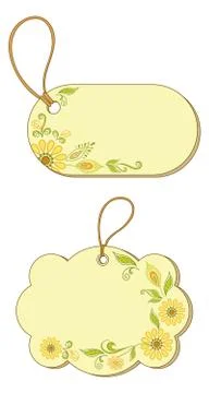 Tags with floral pattern Stock Illustration