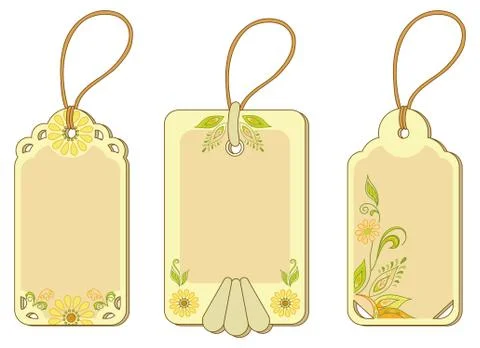 Tags with floral pattern Stock Illustration