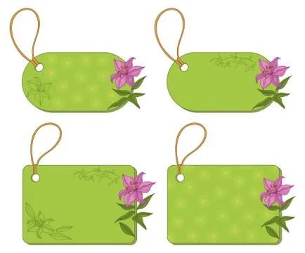 Tags with floral pattern Stock Illustration