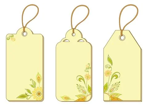 Tags with floral pattern Stock Illustration