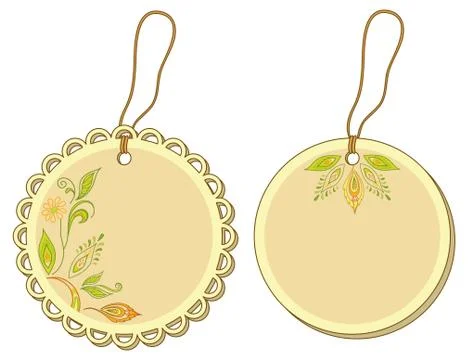 Tags with floral pattern Stock Illustration