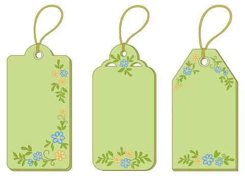 Tags with floral pattern イラスト素材