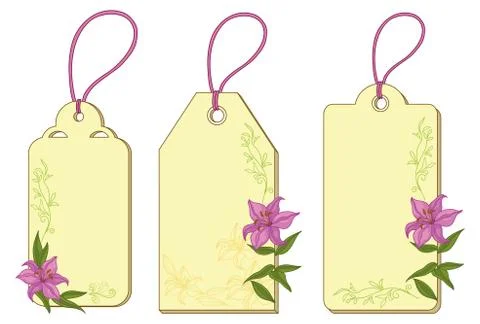 Tags with floral pattern Stock Illustration