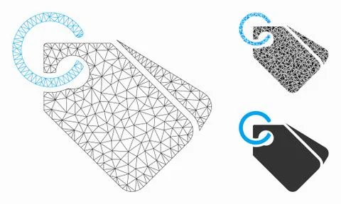 Tags Vector Mesh 2D Model and Triangle Mosaic Icon 스톡 일러스트